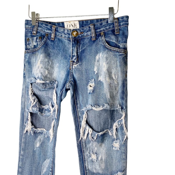 ONE TEASPOON Trashed Freebirds in Cobain Distressed Zip
Ankle Jeans size 26 - Picture 5 of 16